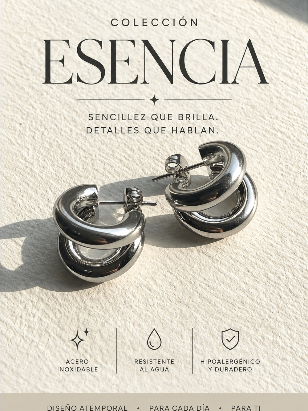 Stainless Steel Double Hoop Earrings - Silver
